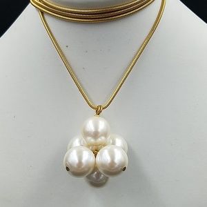 Vintage Anne Klein Huge Faux Pearl Cluster Necklace